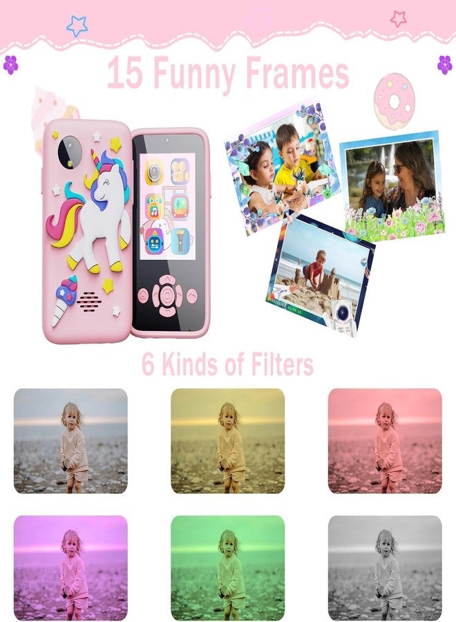 TECH LOGO ELECTRONICS لعبة هاتف ذكي بلاستيكية للأطفال، مزودة بمشغل موسيقى MP3 وكاميرا مزدوجة لالتقاط صور السيلفي وألعاب مدمجة وشاشة 2.4 بوصة وكاميرا 8 ميجابكسل، مناسبة للأولاد والبنات - ألوان متعددة - Image 4